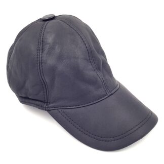 Δερμάτινο καπέλο με γούνα τζόκευ μαύρο